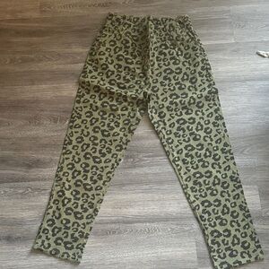 Green Leopard Print Pants